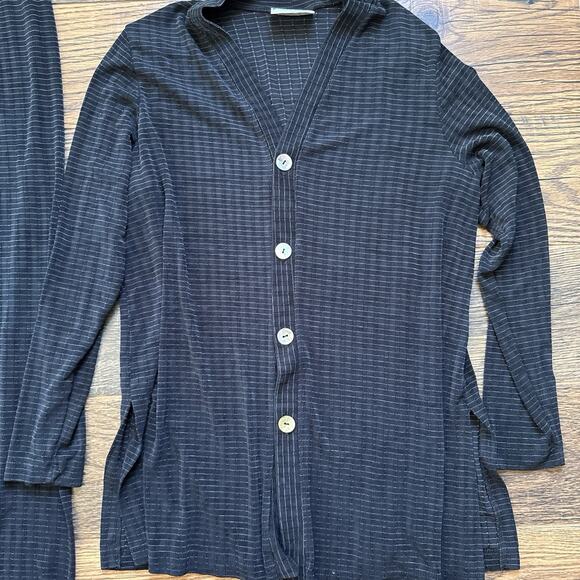 Vintage Chico’s Private Edition Black Textured Lounge Set Size 1 USA Button Top - Picture 2 of 10